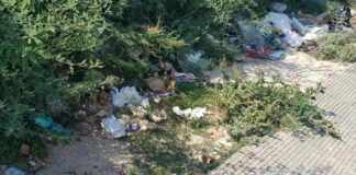 Rifiuti abbandonati davanti alla “Maraldo”, lo scenario del primo giorno di scuola