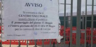 Vaccini, l’hub di Andria chiuso sino a giovedì