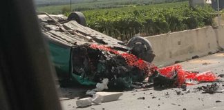 Auto si ribalta alla rotatoria sulla SP2 per l’accesso a Montegrosso: un ferito
